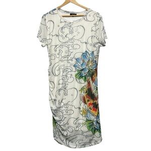 Ed Hardy Koi Fish Mesh Mini Bodycon Dress